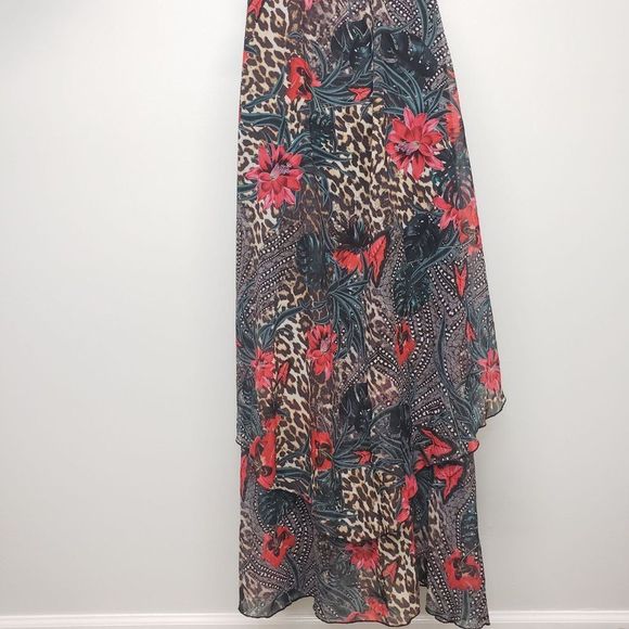 Guess Maxi Floral and Cheetah Print Dress Size Small - Picture 4 of 15